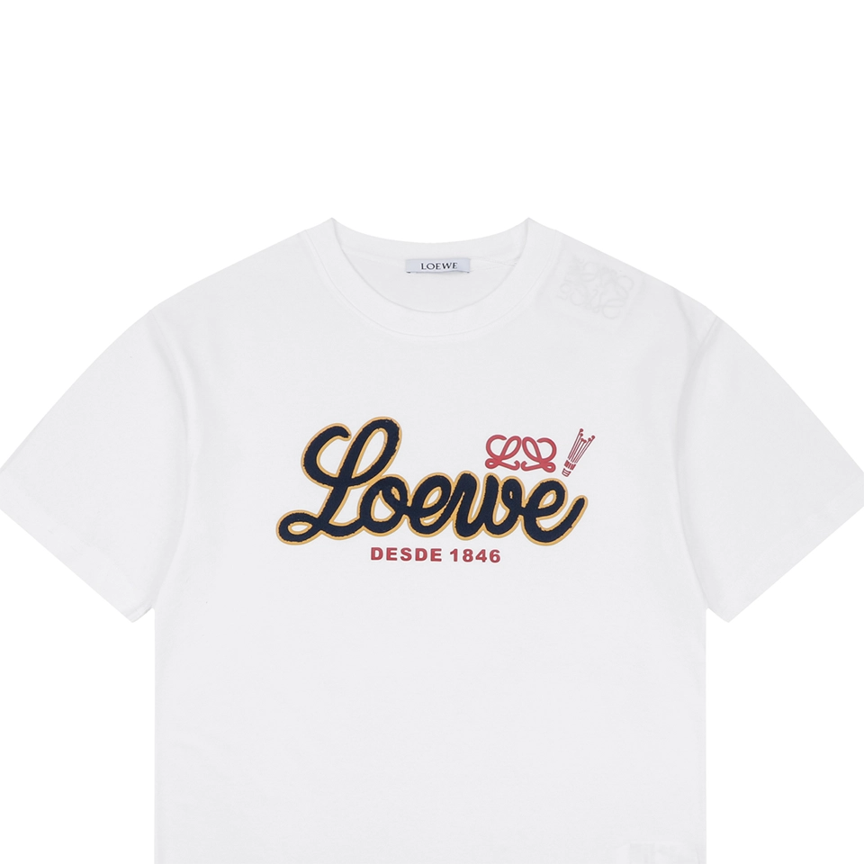 Loewe Script Logo Embroidered T-Shirt White