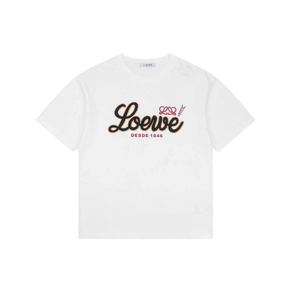 Loewe Script Logo Embroidered T-Shirt White Front view