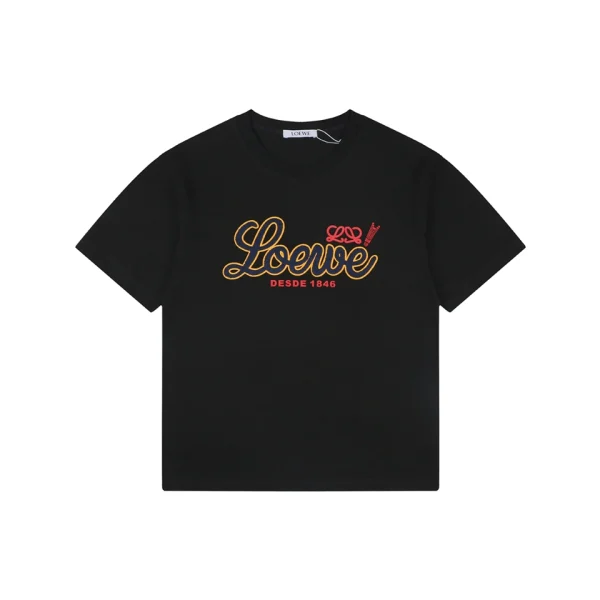 Loewe Script Logo Embroidered T-Shirt Black Front view