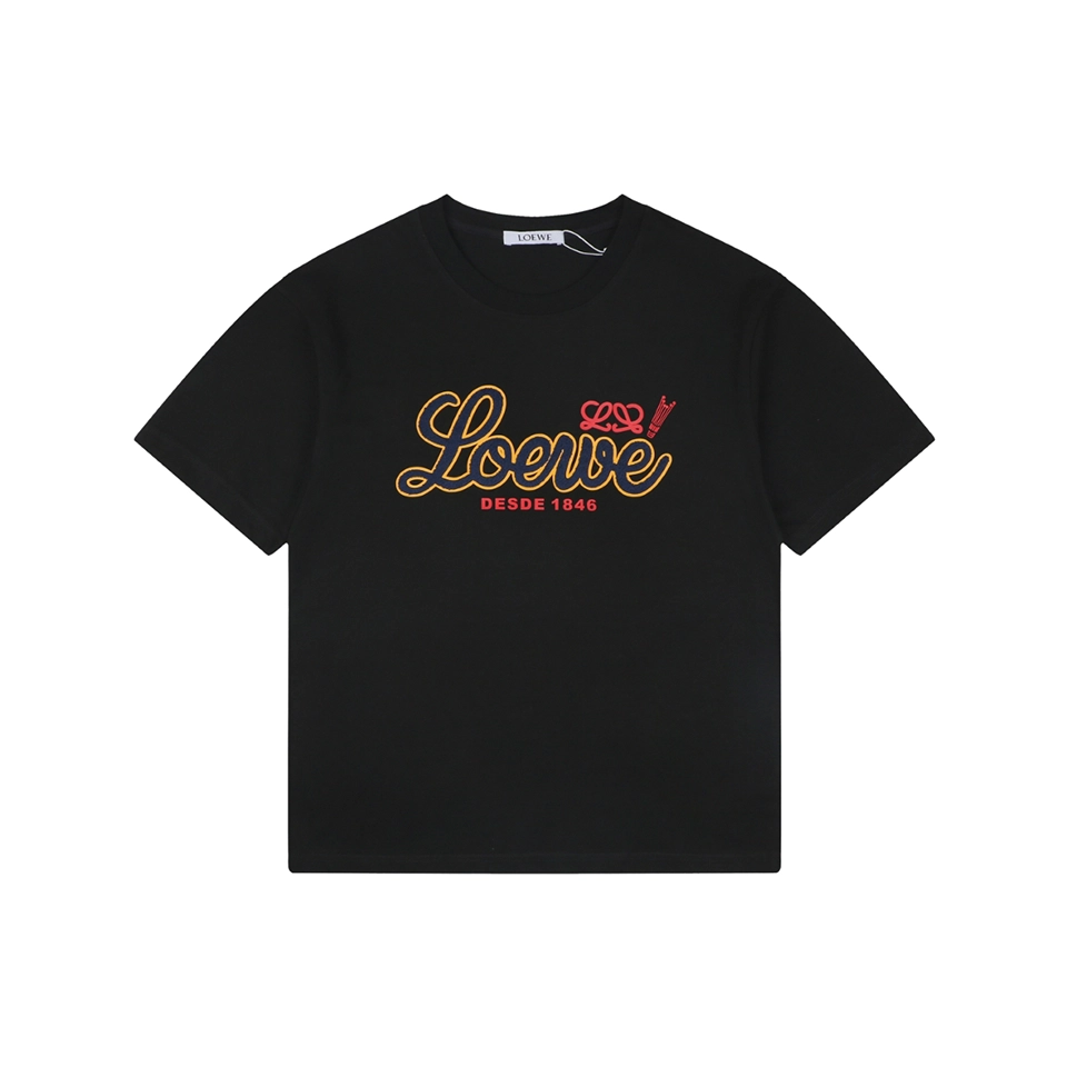 Loewe Script Logo Embroidered T-Shirt Black Front view