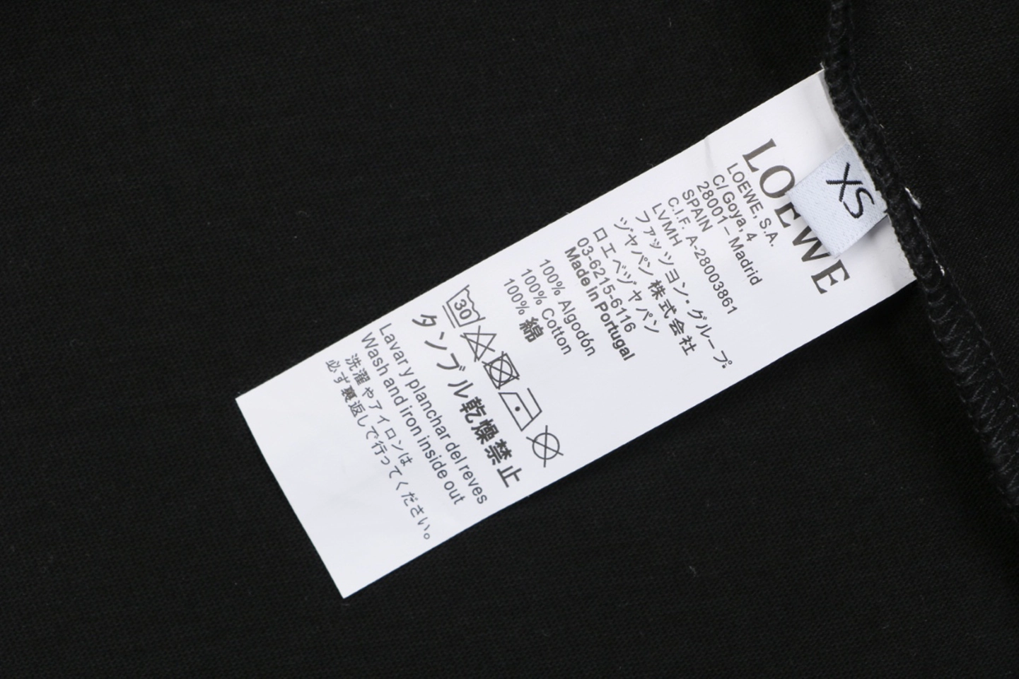 Loewe Script Logo Embroidered T-Shirt Black Wash label