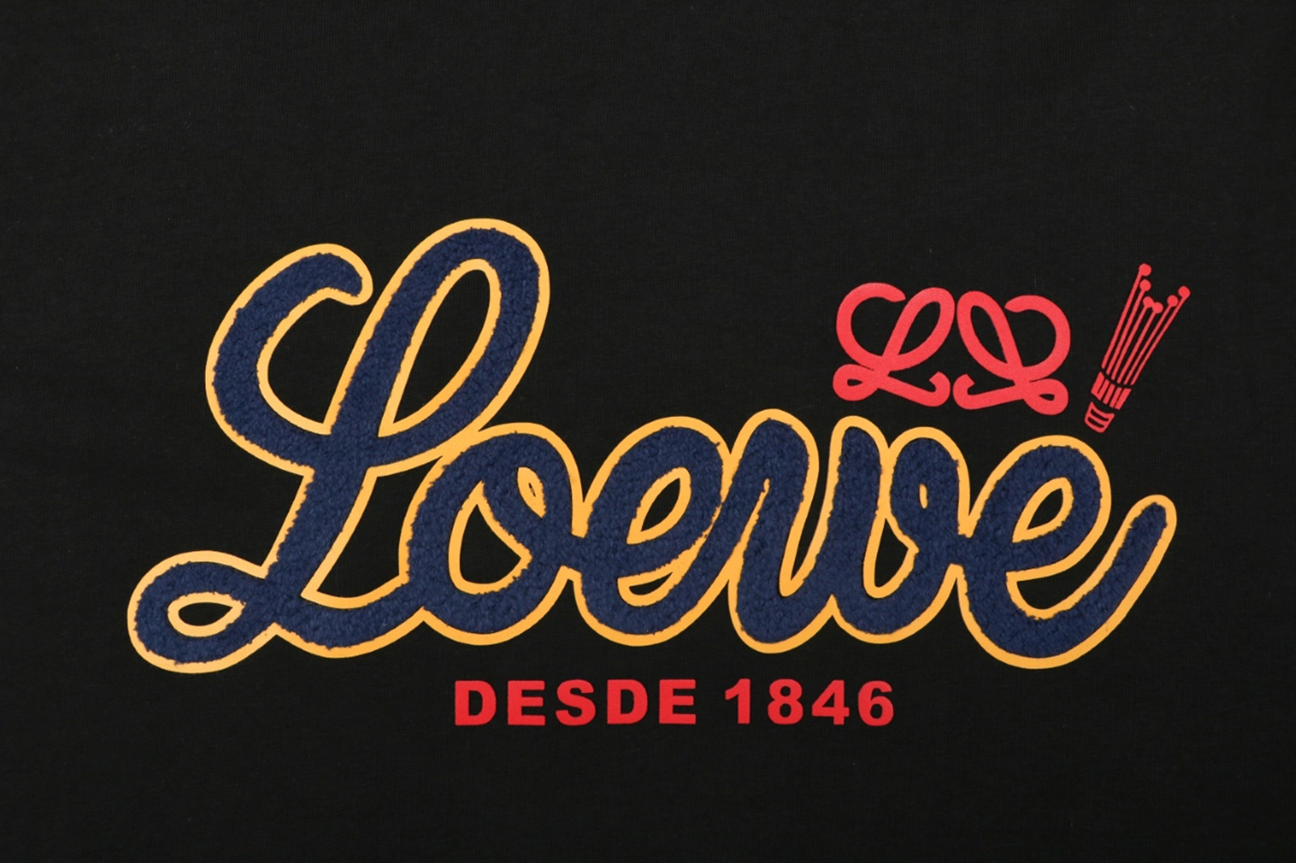 Loewe Script Logo Embroidered T-Shirt Black Front Print