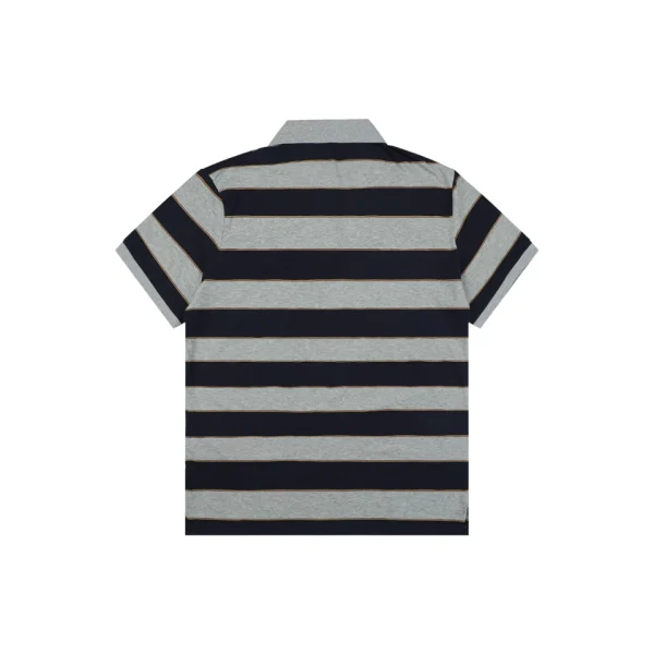Miu Miu Mini Logo Grey-Blue Striped Polo Shirt back view