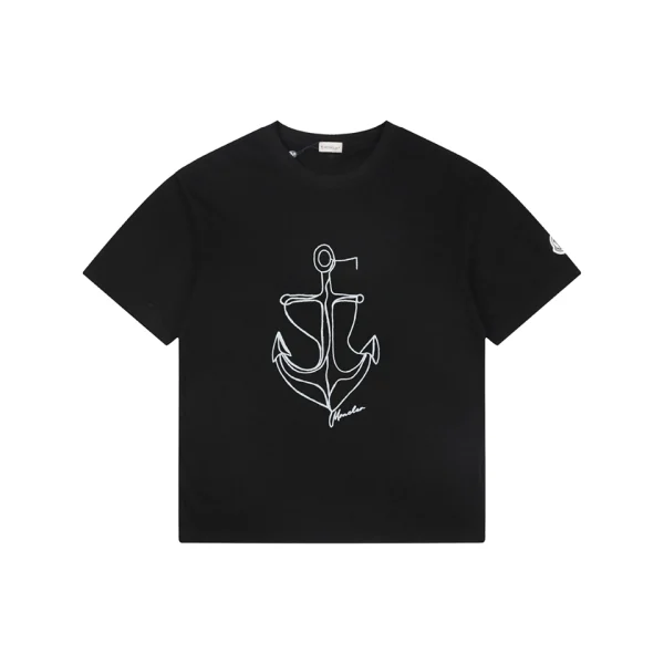 Moncler Anchor Sketch Graphic T-Shirt Black Front view