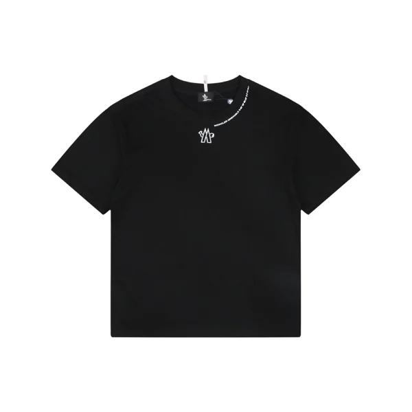 Moncler Collar Logo Minimal T-Shirt Black Front view