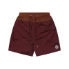 Mxxcler Color-Block Drawstring Swim Shorts (Red/Black)