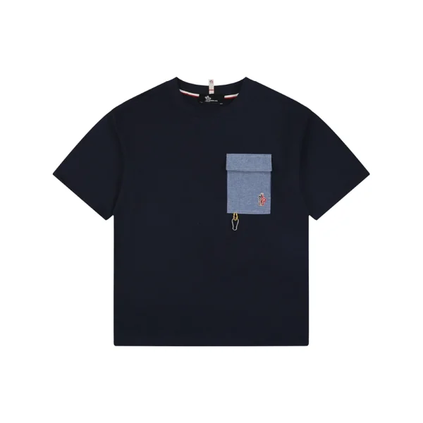 Moncler Denim Pocket T-Shirt Black Front view