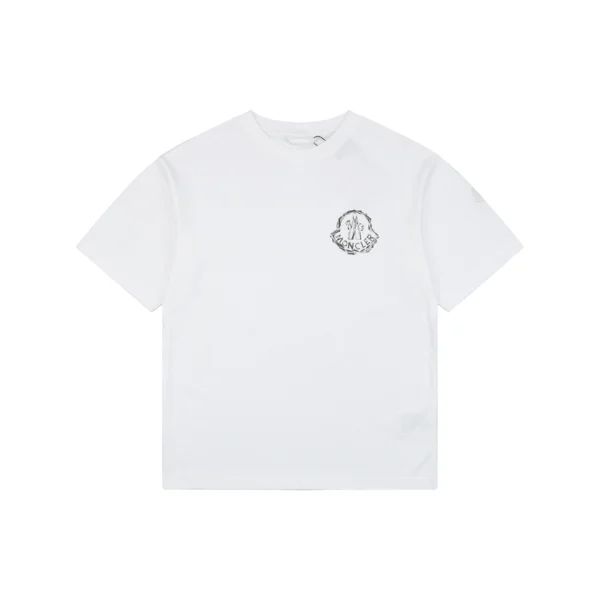 Moncler Geometric Logo Print Oversized T-Shirt White Front view
