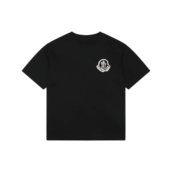 Moncler Geometric Logo Print Oversized T-Shirt Black Front view