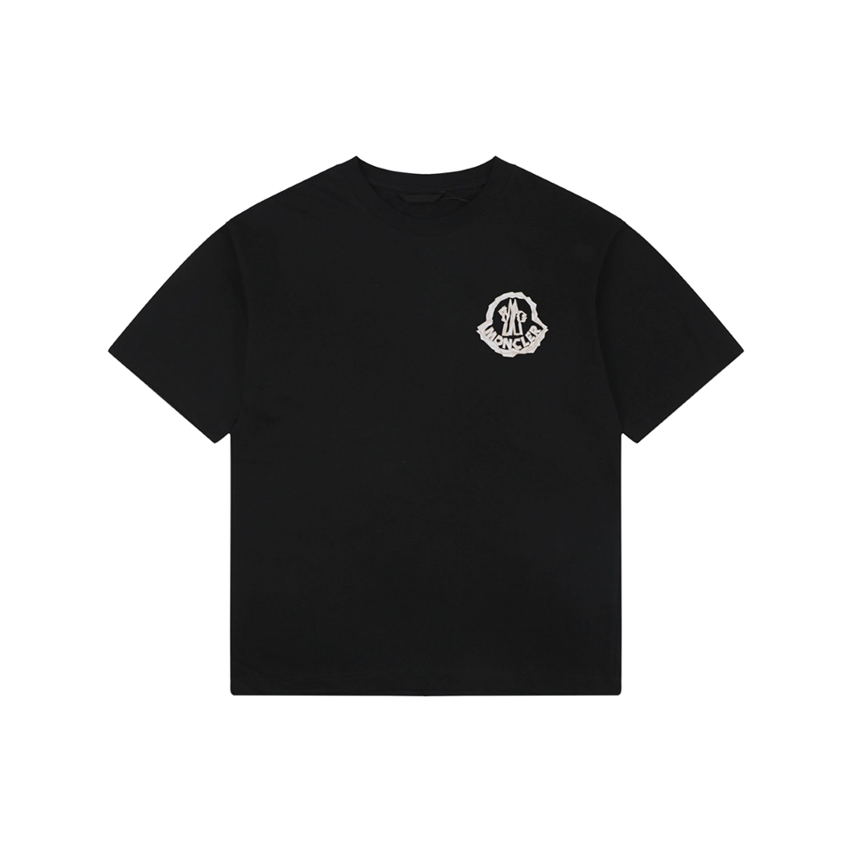 Moncler Geometric Logo Print Oversized T-Shirt Black Front view