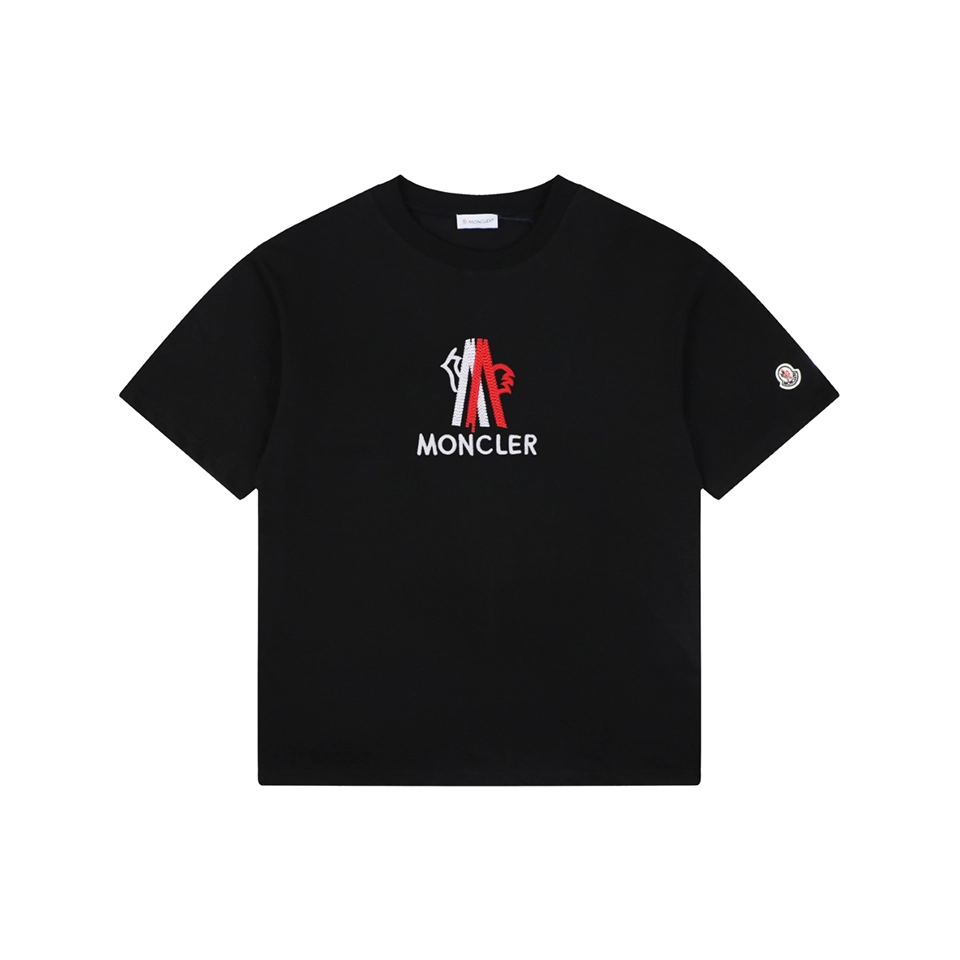 Moncler Interwoven Rooster “M” Logo T-Shirt Black Front view