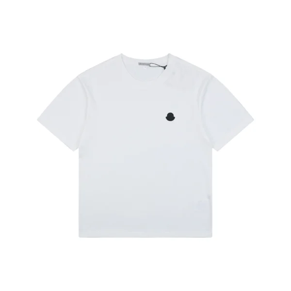 Moncler Mini Logo Embroidered T-Shirt White Front view