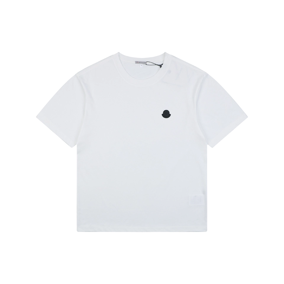 Moncler Mini Logo Embroidered T-Shirt White Front view