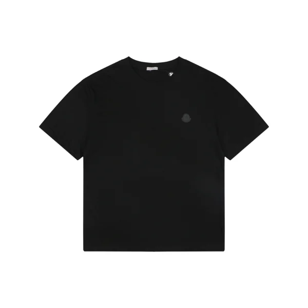 Moncler Mini Logo Embroidered T-Shirt Black Front view