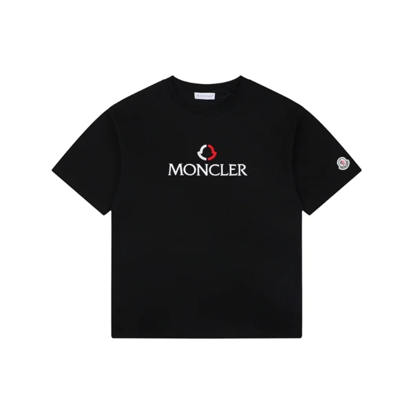 Moncler Red & White Logo Embroidered Oversized T-Shirt Front view