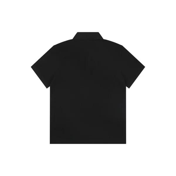 Moncler Signature Badge Button Polo T-Shirt Black Back view