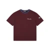 Mxxcler Striped Collar Embroidered Logo T-Shirt (Red/White/Black)