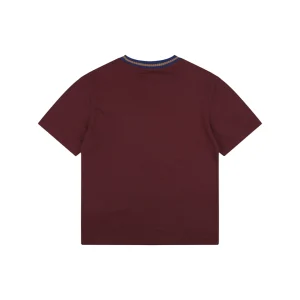 Moncler Striped Collar Embroidered Logo T-Shirt Red Back view