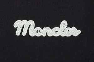 Moncler Striped Collar Embroidered Logo T-Shirt Black brand