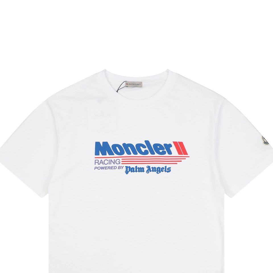 Moncler x Palm Angels Racing Logo Printed T-Shirt White