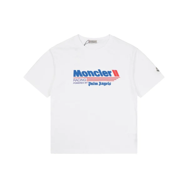 Moncler x Palm Angels Racing Logo Printed T-Shirt White Front view
