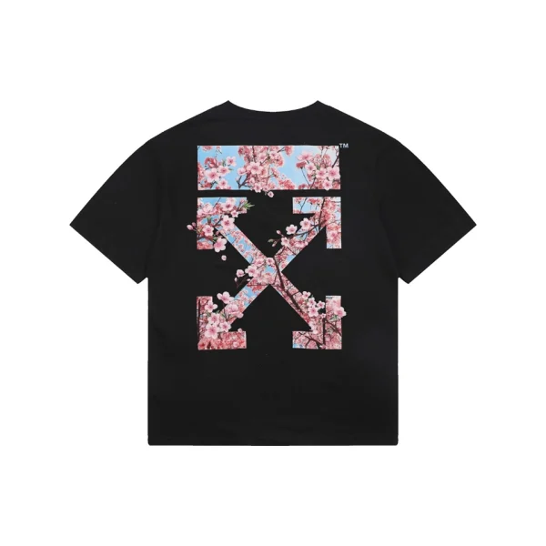 OFF-WHITE Cherry Blossom Arrow Print T-Shirt Black Back view