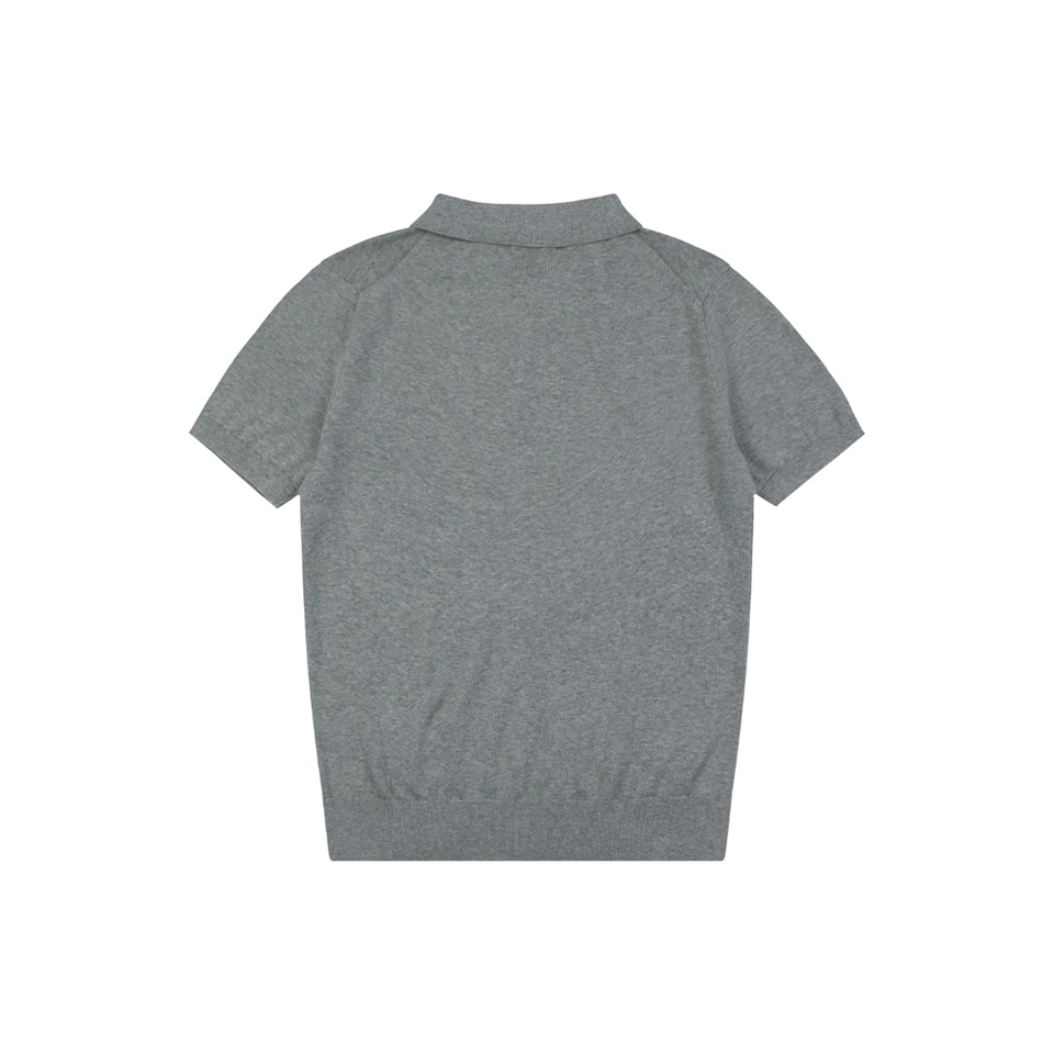 Ralph Lauren Long-Staple Cotton Knit Polo T-Shirt Grey Back view