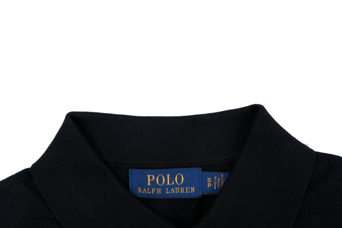 Ralph Lauren Long-Staple Cotton Knit Polo T-Shirt Navy Collar