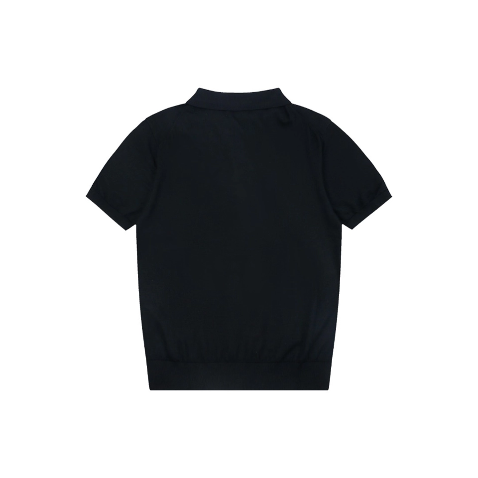 Ralph Lauren Long-Staple Cotton Knit Polo T-Shirt Navy Back view