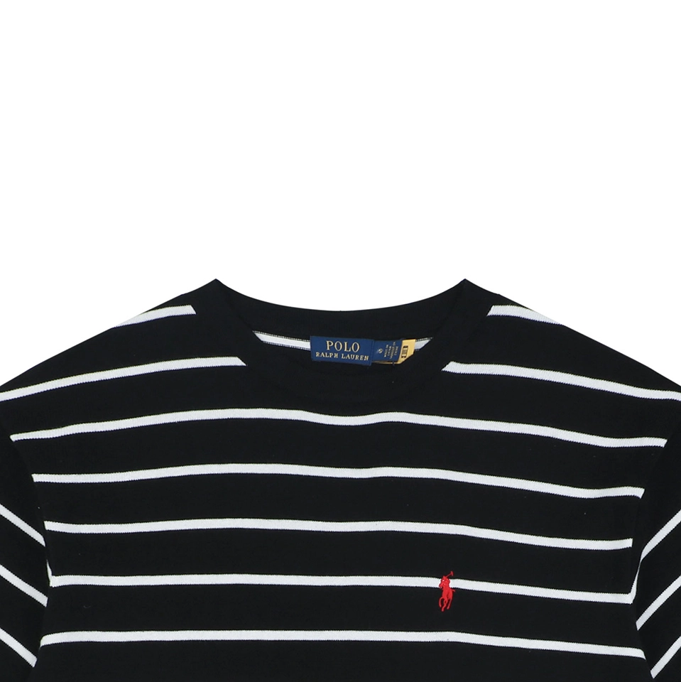 Ralph Lauren Pony Logo Jacquard Stripe T-Shirt Black