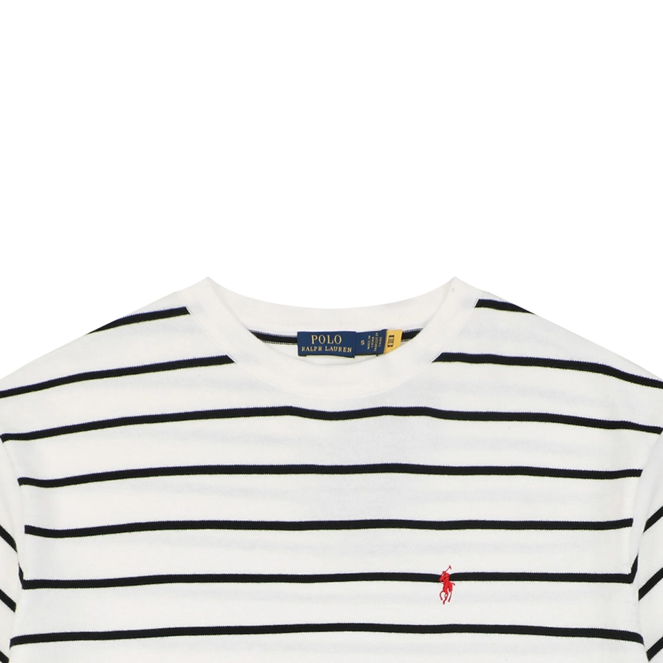 Ralph Lauren Pony Logo Jacquard Stripe T-Shirt White
