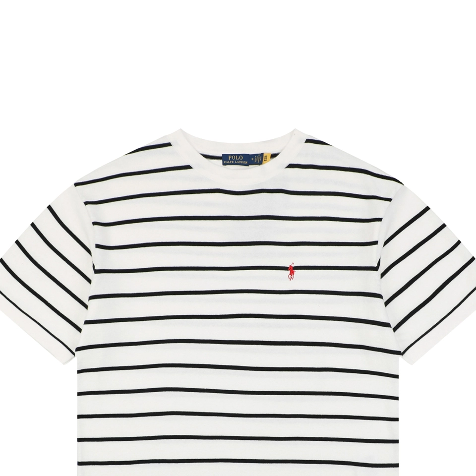 Ralph Lauren Pony Logo Jacquard Stripe T-Shirt White