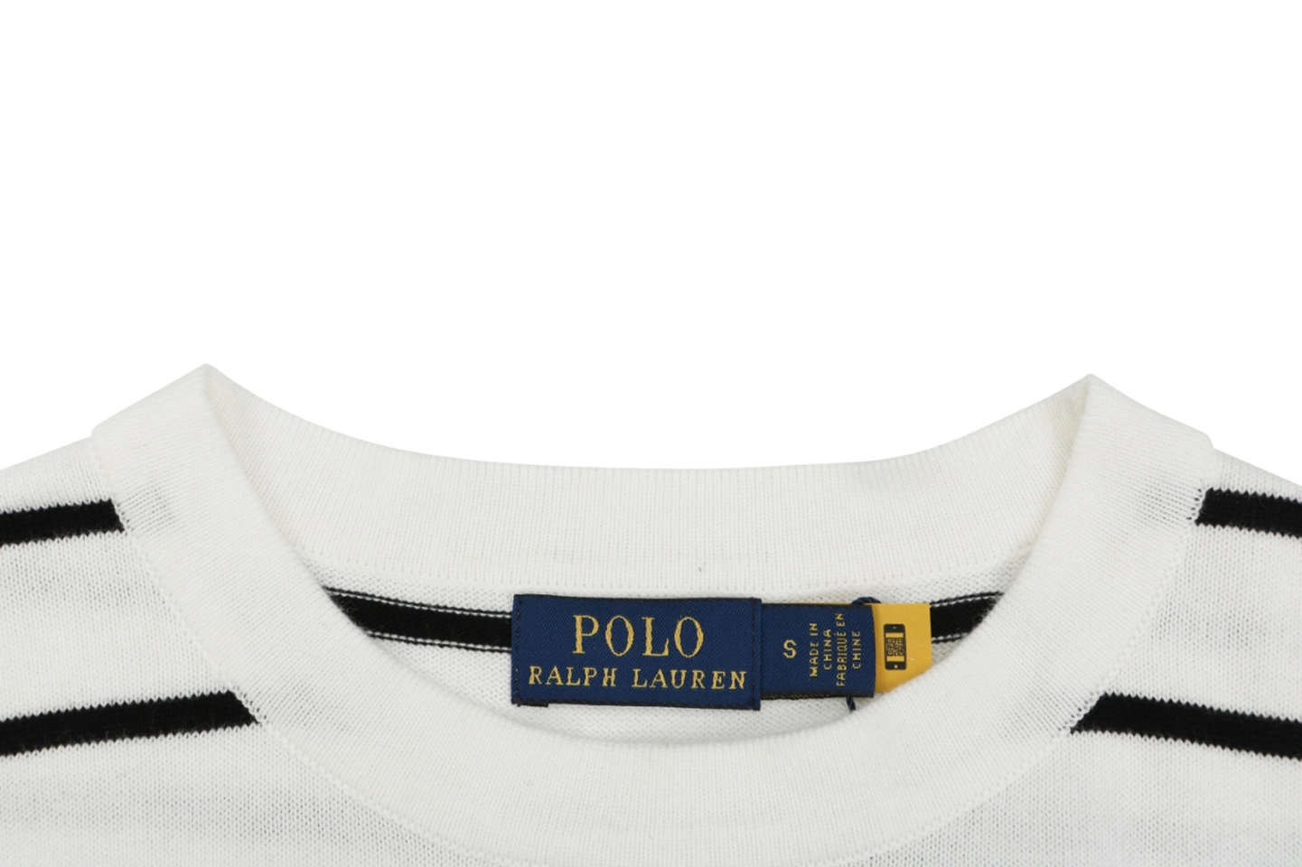 Ralph Lauren Pony Logo Jacquard Stripe T-Shirt White Collar