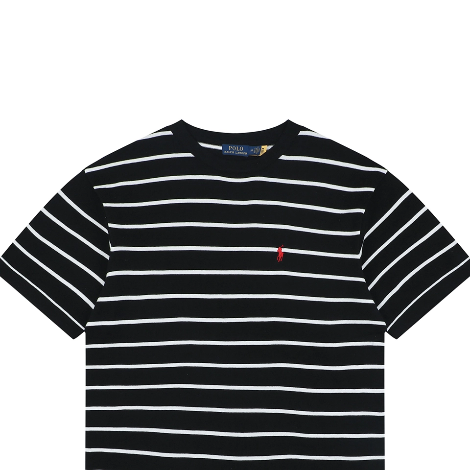 Ralph Lauren Pony Logo Jacquard Stripe T-Shirt Black