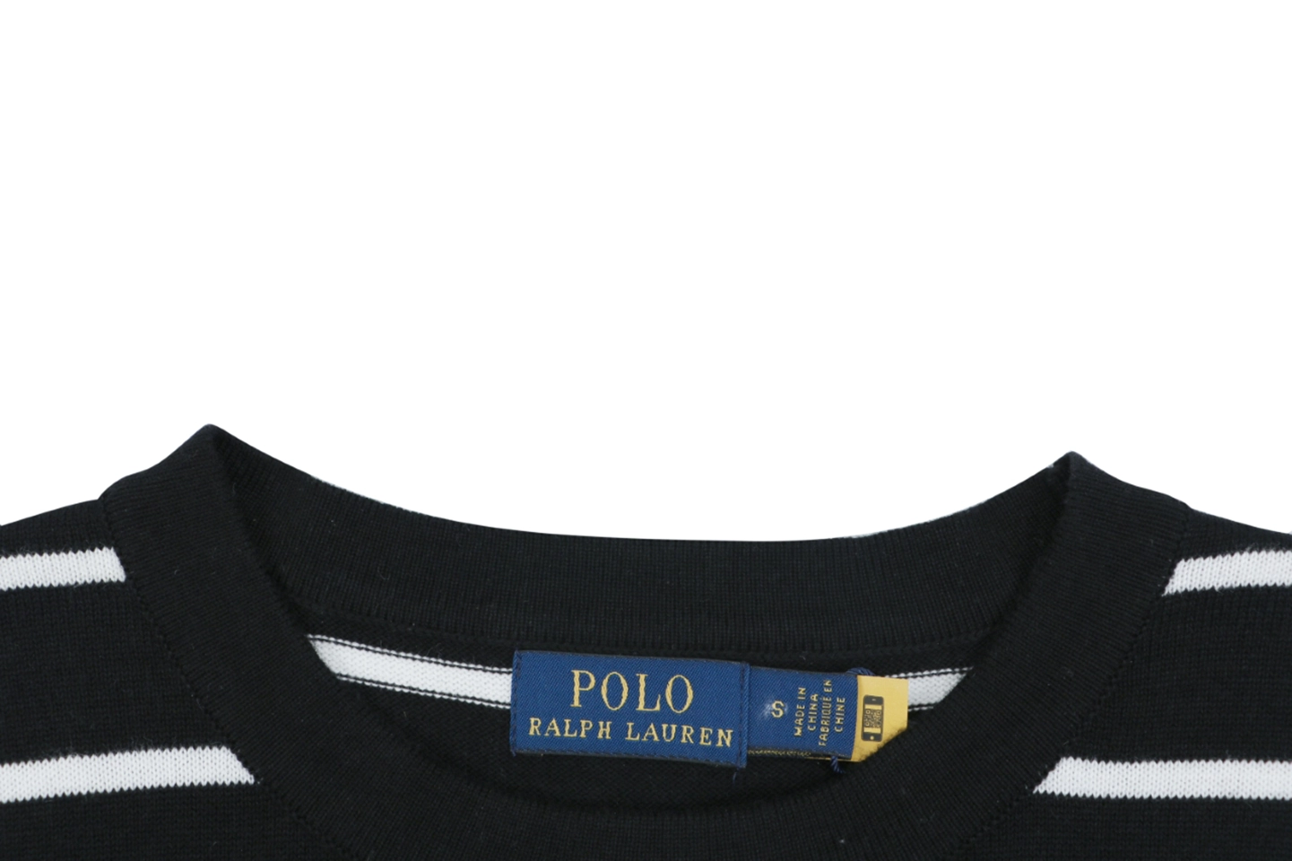 Ralph Lauren Pony Logo Jacquard Stripe T-Shirt Black Collar