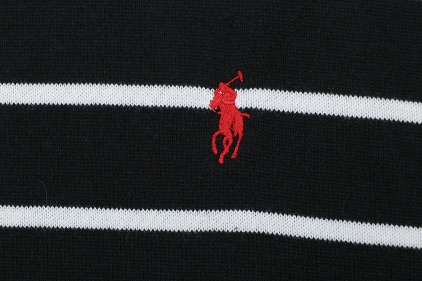 Ralph Lauren Pony Logo Jacquard Stripe T-Shirt Black Brand