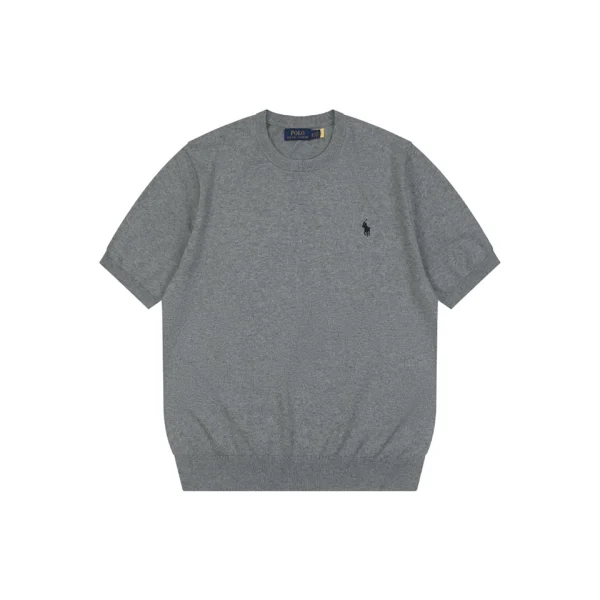 Ralph Lauren Pony Logo Knitted T-Shirt Grey Front view