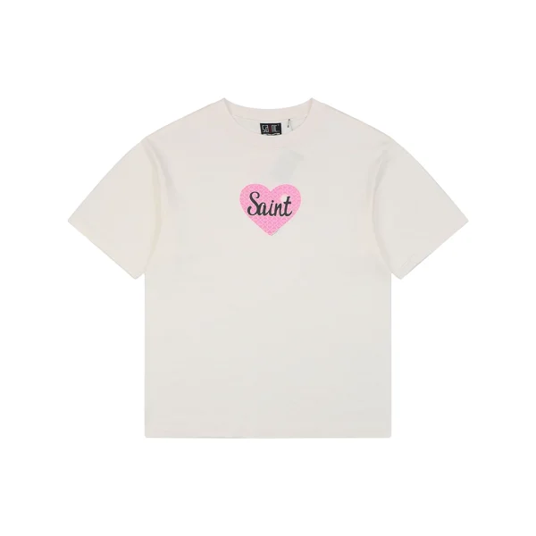Saint Michael Pink Heart Graphic T-Shirt Front view