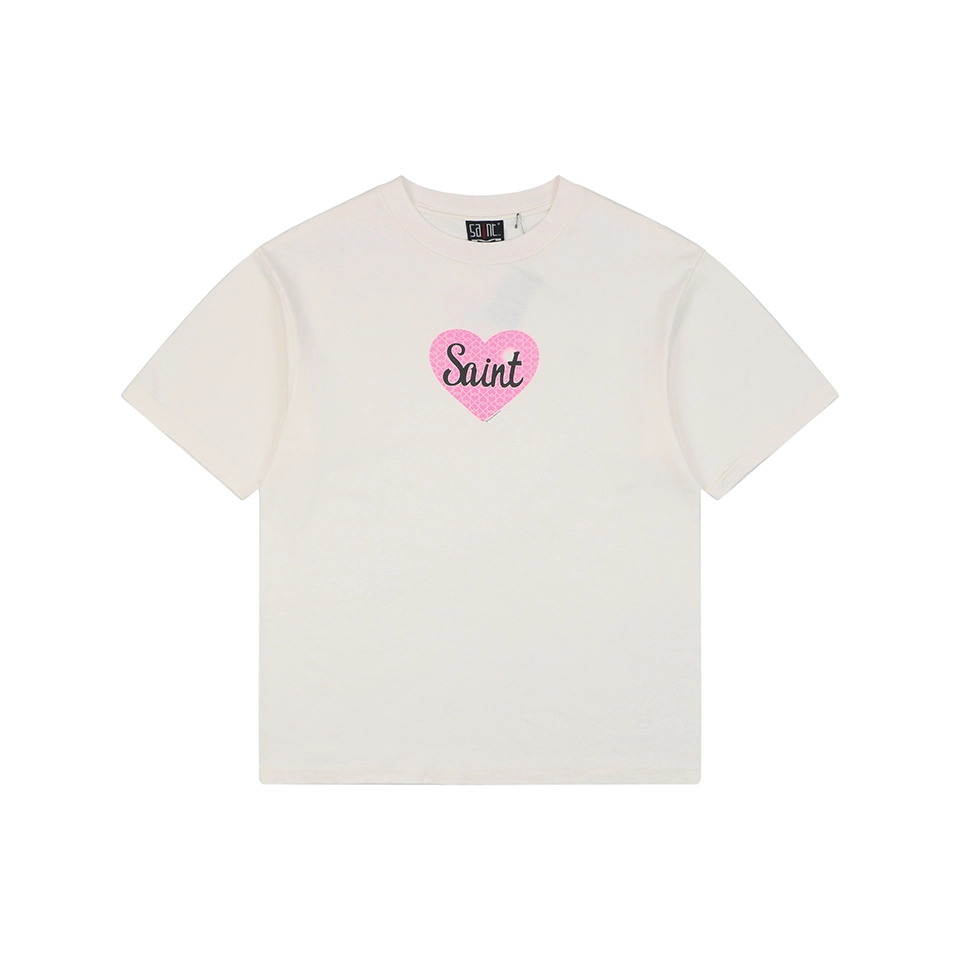 Saint Michael Pink Heart Graphic T-Shirt Front view