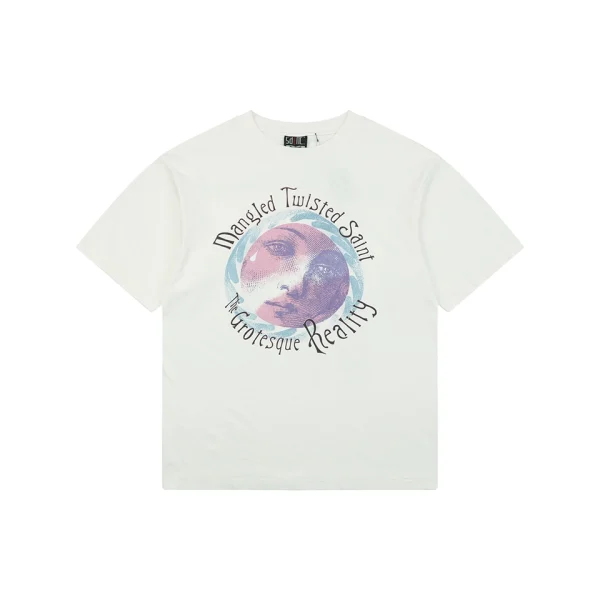 Saint Michael Pink Purple Madonna Graphic Vintage T-Shirt Front view