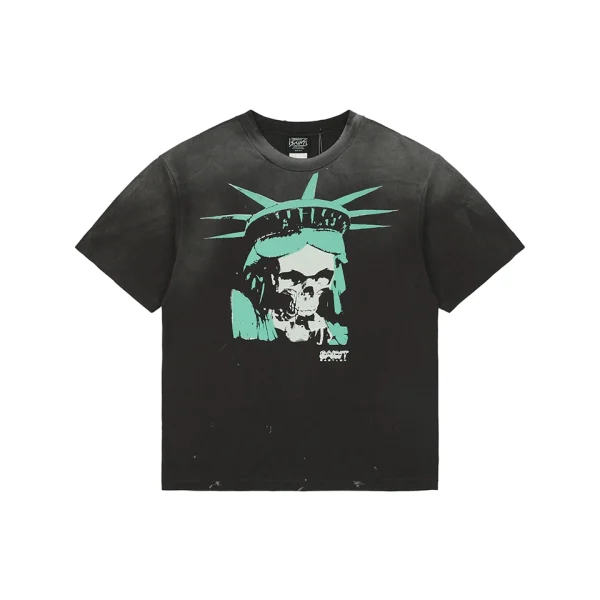 Saint Michael Vintage Skull Statue T-Shirt Front view