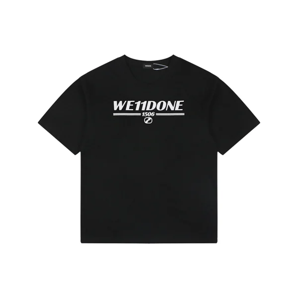 We11done 1506 Logo Print T-Shirt Black Front view
