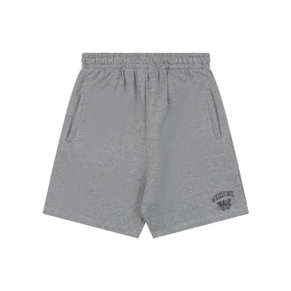 We11done Distressed W Logo Sweat Shorts Grey Front view