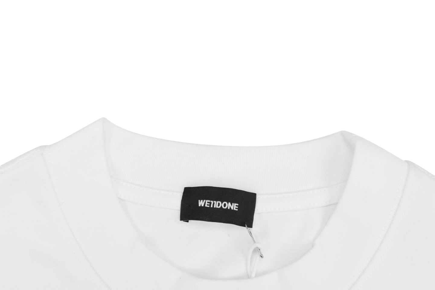 We11done Five-Line Script Logo T-Shirt White Collar