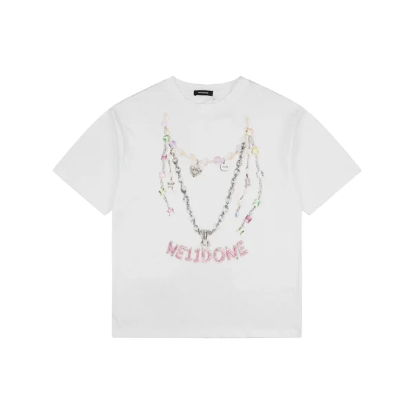 We11done Necklace Graphic T-Shirt White Front view