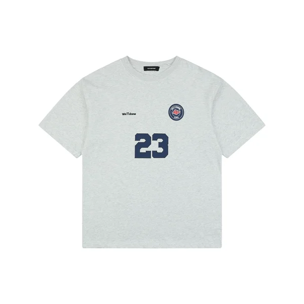 We11done Number 23 Graphic T-Shirt Grey Front view