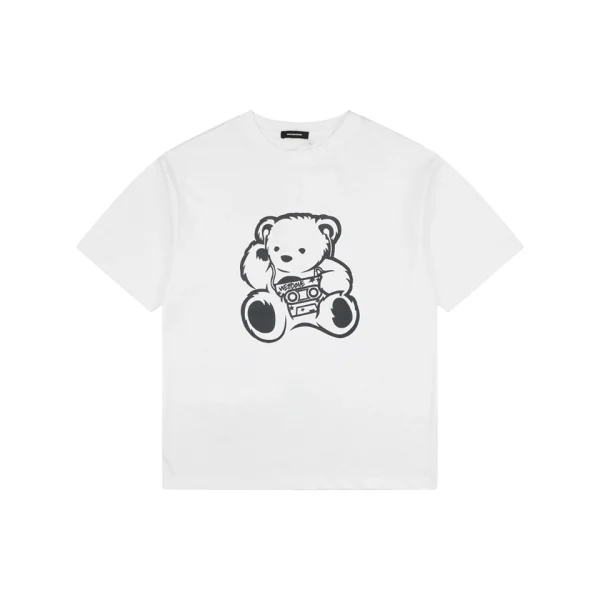 We11done Retro Tape Bear Graphic T-Shirt White Front view