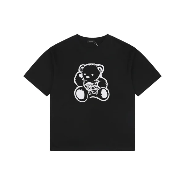 We11done Retro Tape Bear Graphic T-Shirt Black Front view