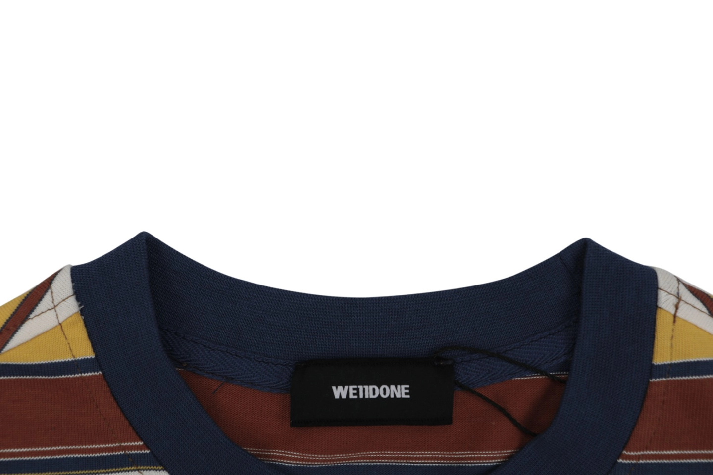 We11done Vintage Stripe Embroidered Heavyweight T-Shirt Collar