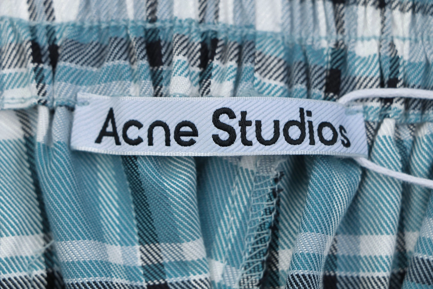 Acne Studios Blue Plaid Drawstring Shorts9.jpeg